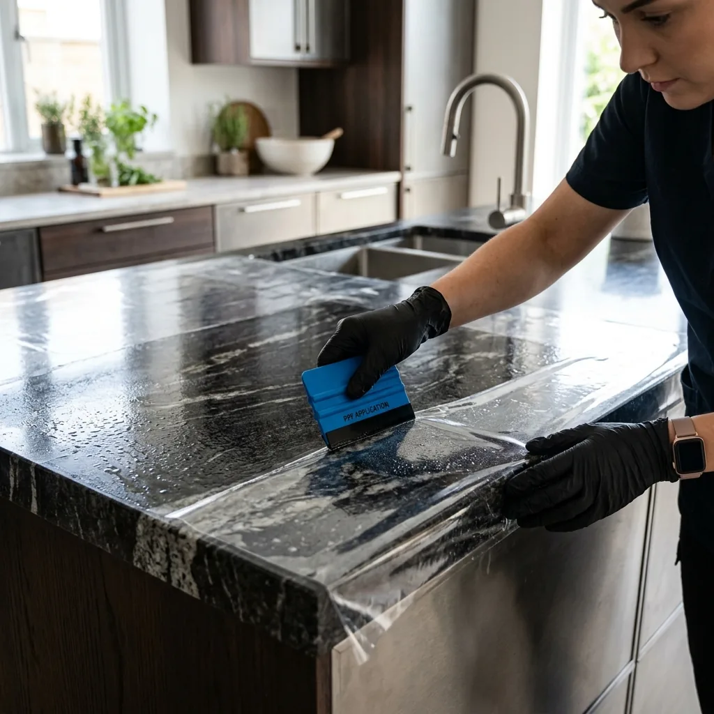 Precision preparation and application of self-healing stone protection film